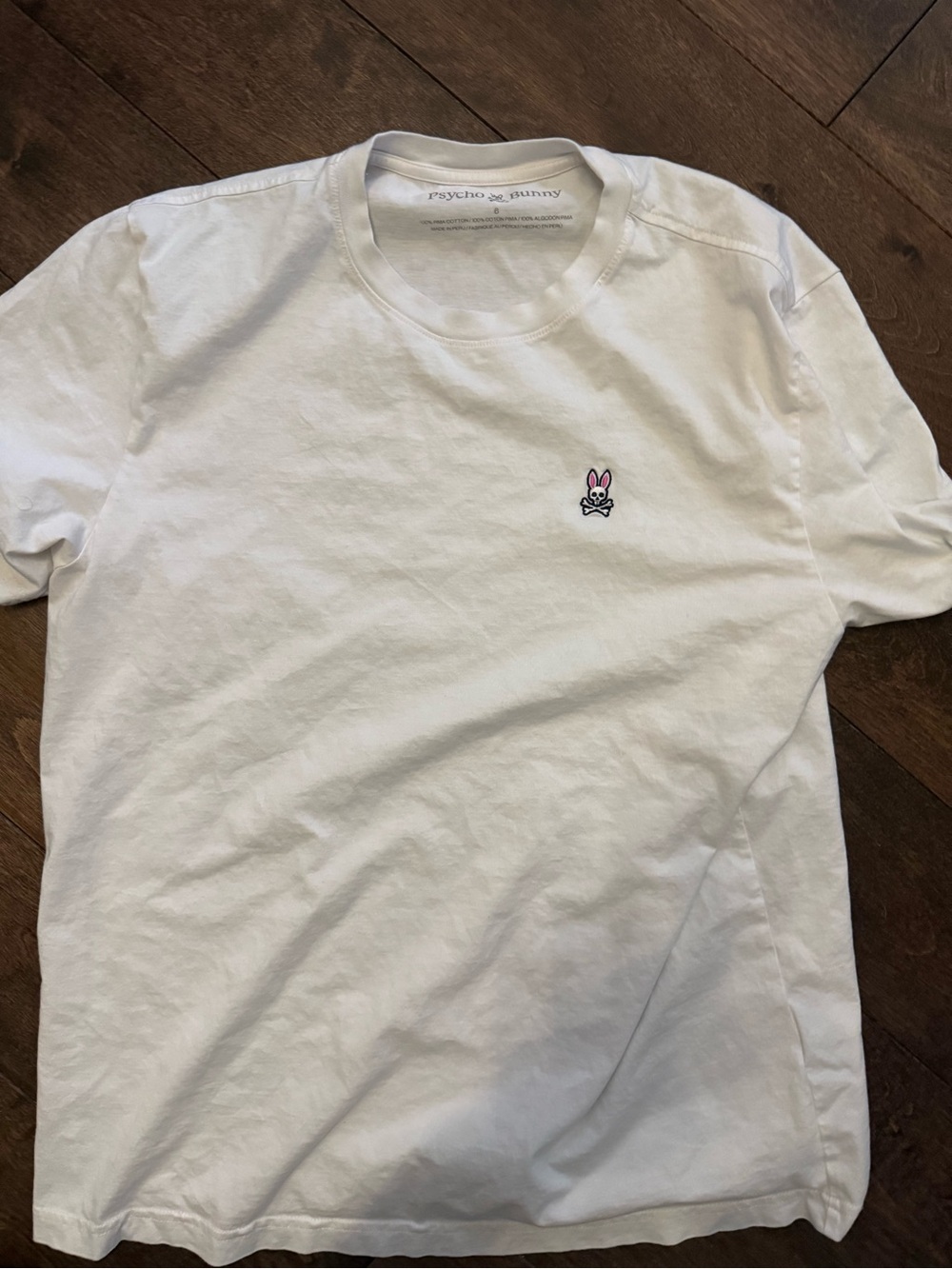 Psycho Bunny White Short Sleeve Crewneck Tee with Pink Logo